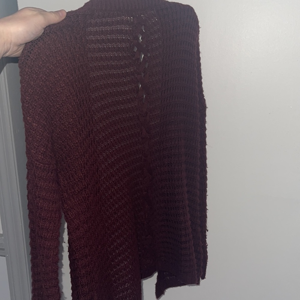 burgundy cardigan. worn once. size small